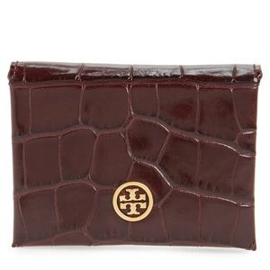 Tory Burch Parker Croc Embossed Leather Card Case